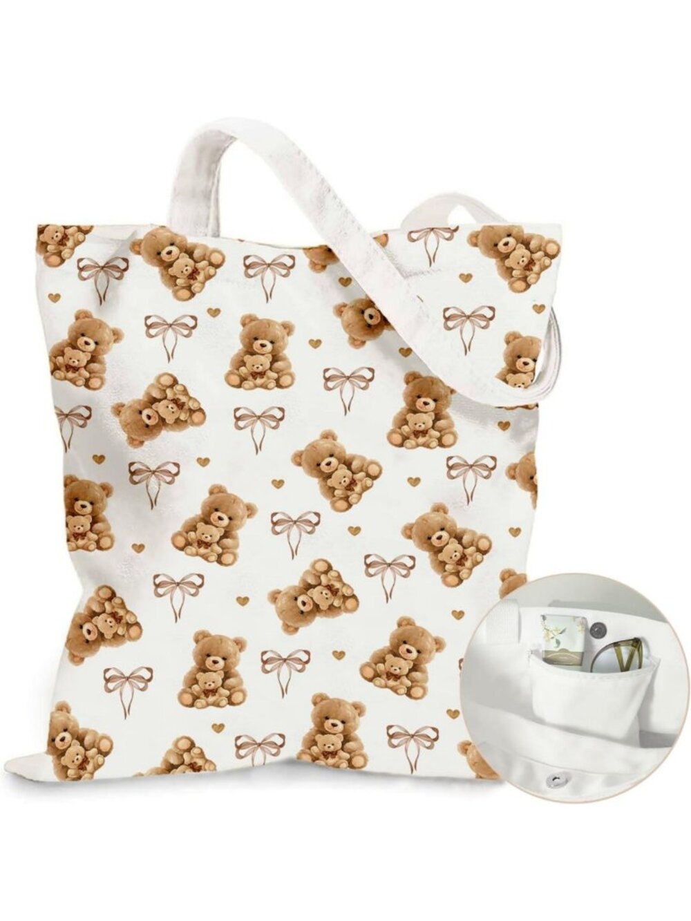 Stylish Aesthetic Canvas Tote Bag for Women - Magnetic Snap & Zipper Pocket